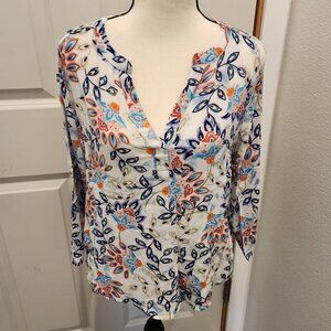 Womans Pale Sky Paisley Top, Size Large